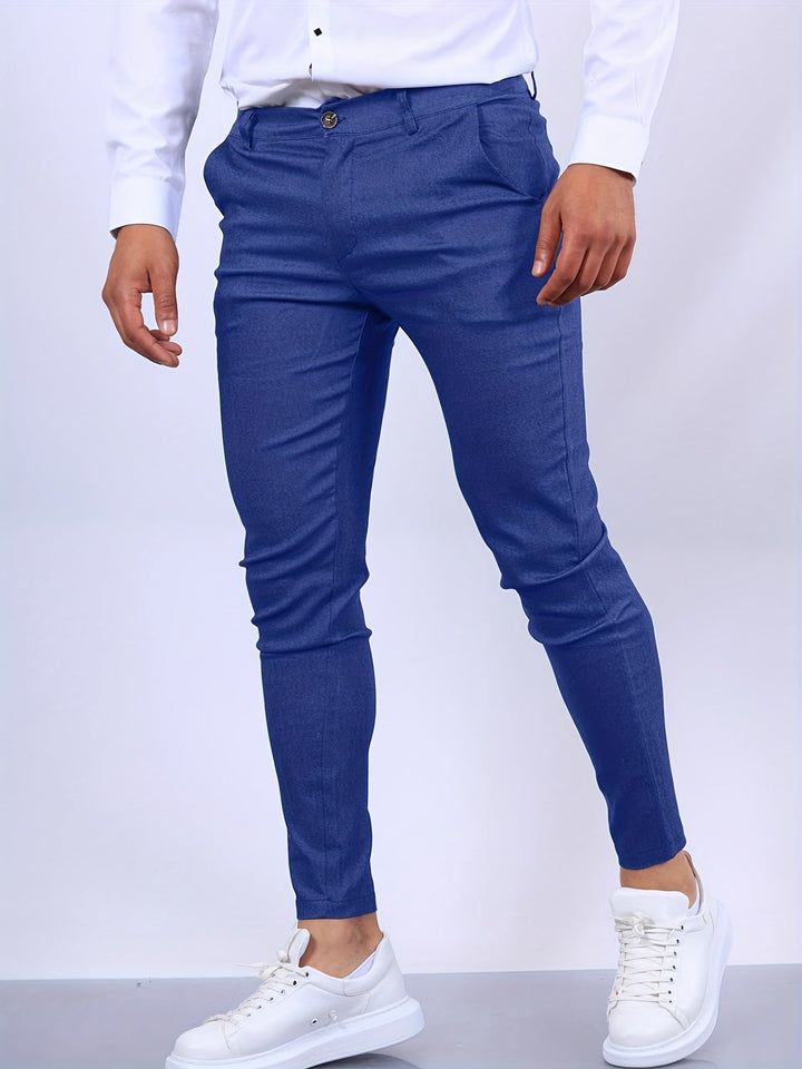 Comfortable men's slim fit stretch chinos, designed for all-day wear and versatility.