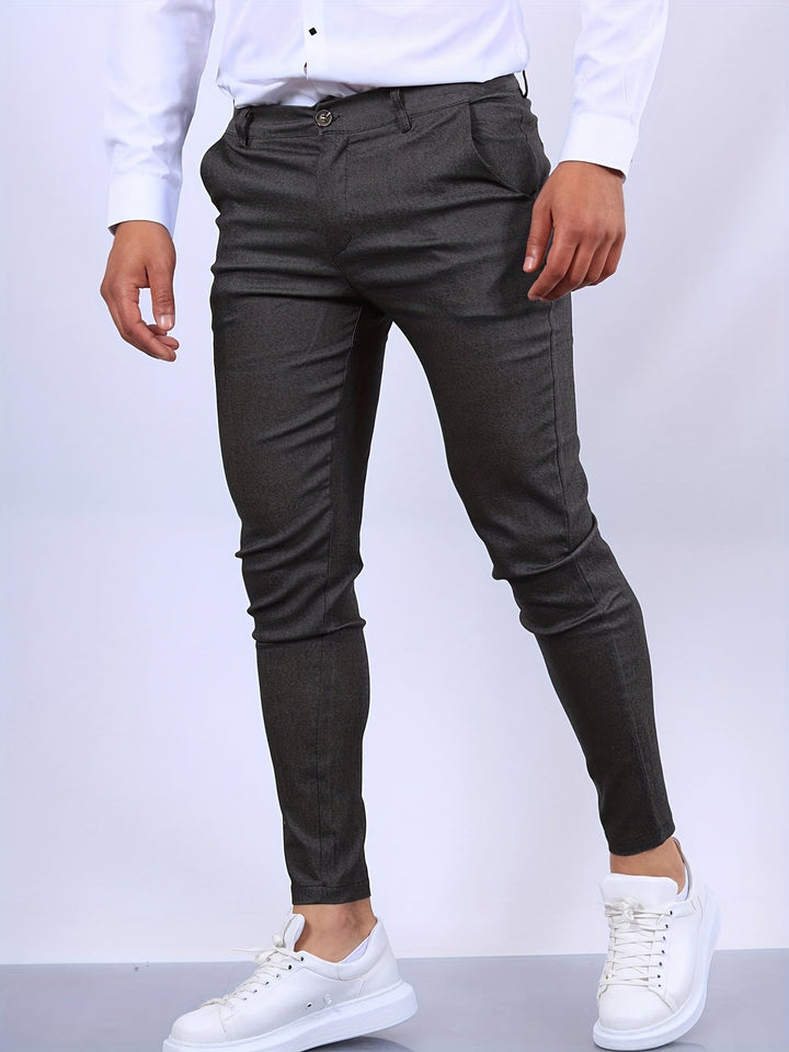 Modern men's slim fit stretch chino trousers, a must-have for a sharp, casual look.