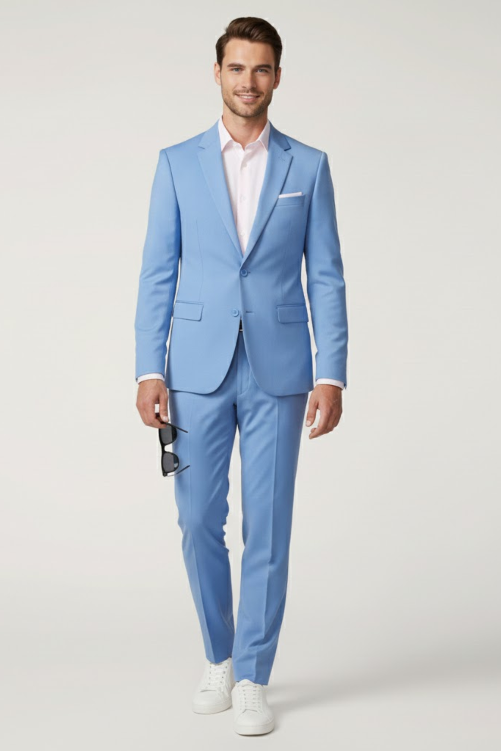 Elegant men's slim fit suit set, a two-piece with smart blazer & tailored trousers for weddings, business, formal wear.