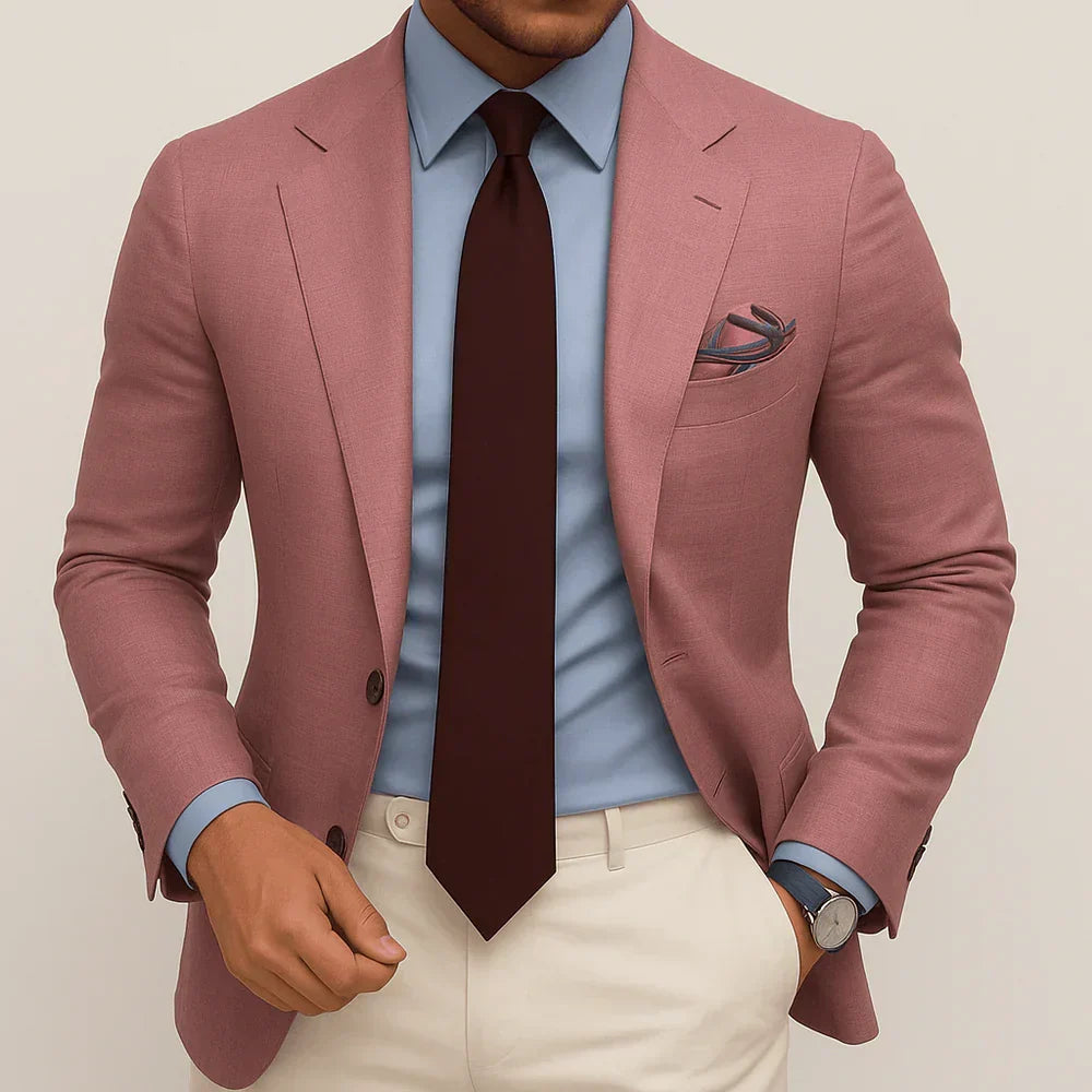 Stylish men's tailored jacket, slim fit, enhancing any formal or smart casual outfit with a sophisticated touch.