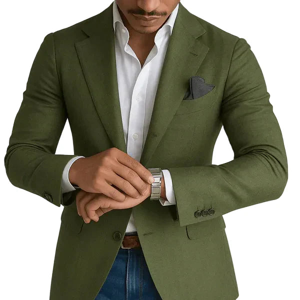 Sharp men's tailored slim fit blazer in a distinguished check pattern, enhancing any modern gentleman's wardrobe.