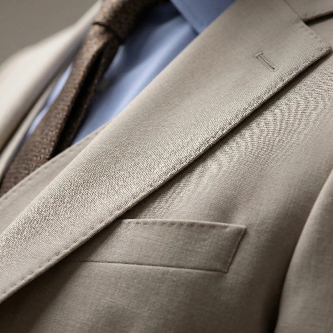 Stylish men's formal three-piece suit. A sleek slim fit for weddings, gala events, and professional wear.