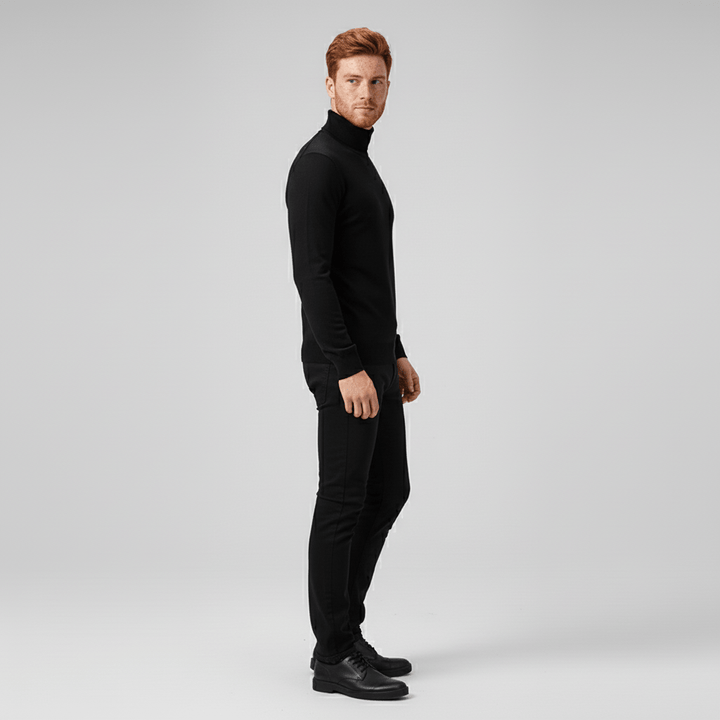 Stay warm & stylish in this men's slim-fit turtleneck sweater, ideal for layering.