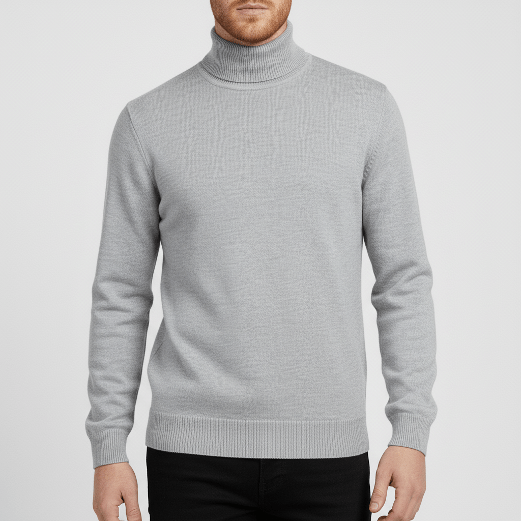 Casual elegant men's slim-fit turtleneck sweater, for refined everyday style.