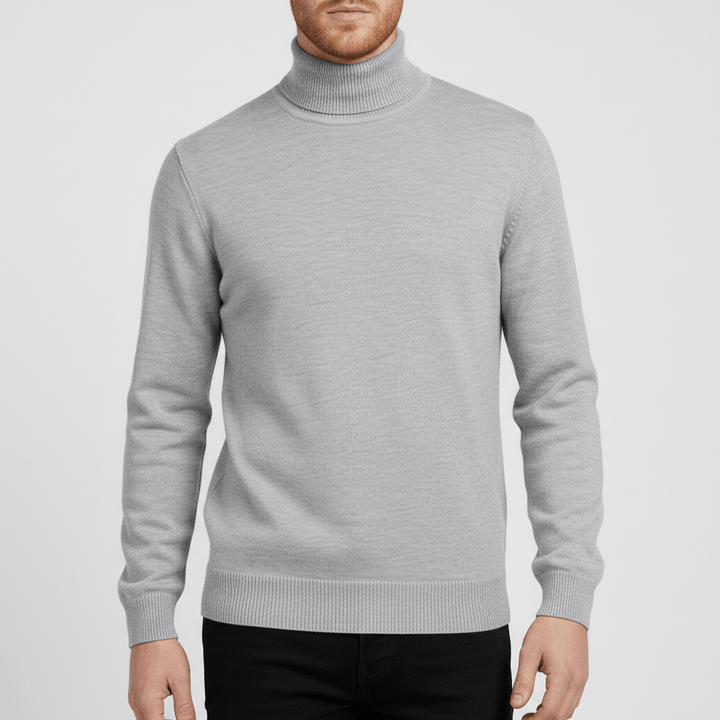Casual elegant men's slim-fit turtleneck sweater, for refined everyday style.