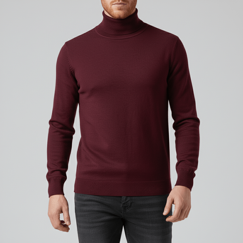 Fashion-forward men's slim-fit turtleneck, a must-have warm top for winter.