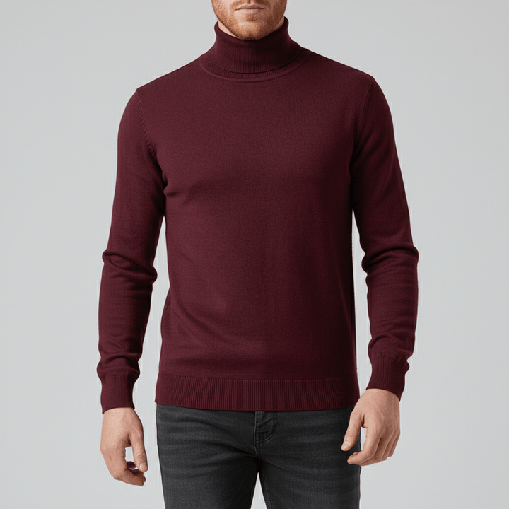 Fashion-forward men's slim-fit turtleneck, a must-have warm top for winter.