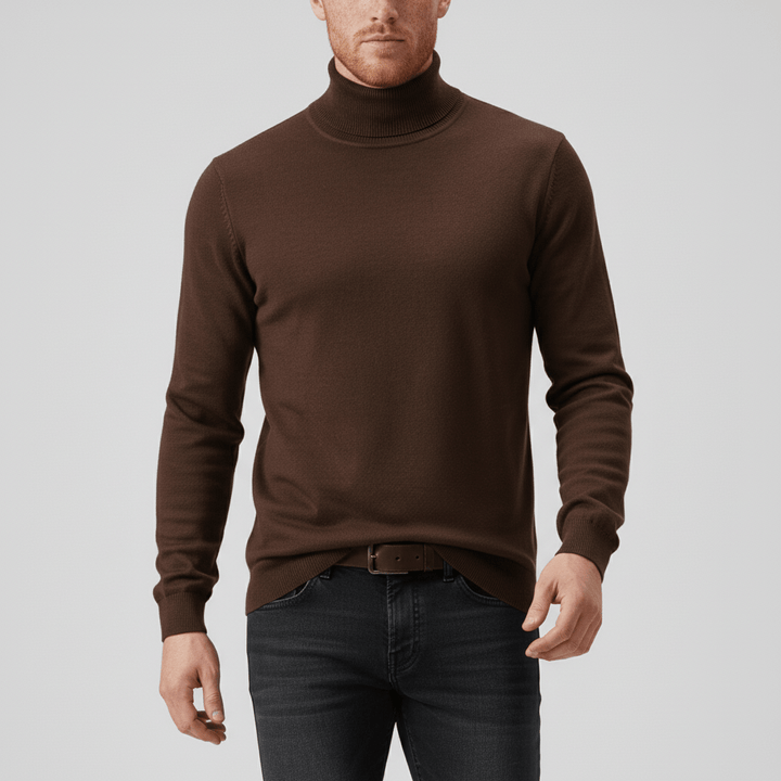 Versatile men's slim-fit turtleneck sweater, perfect for various occasions.