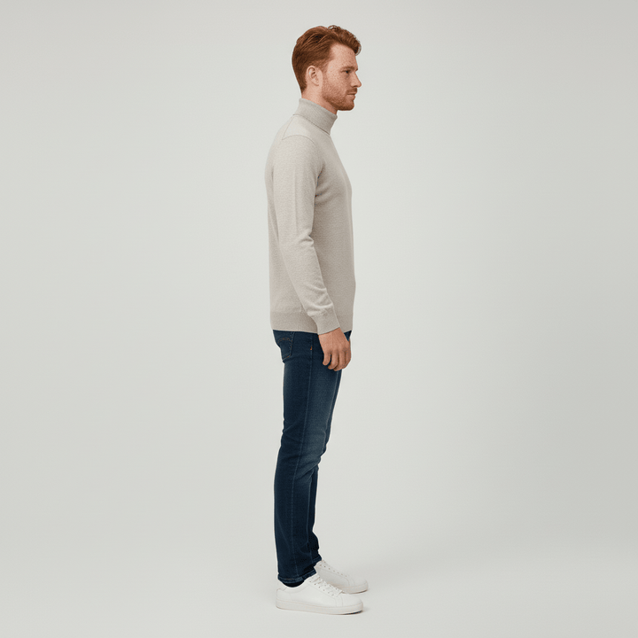 Stylish men's slim-fit turtleneck, perfect for office attire & casual elegance.