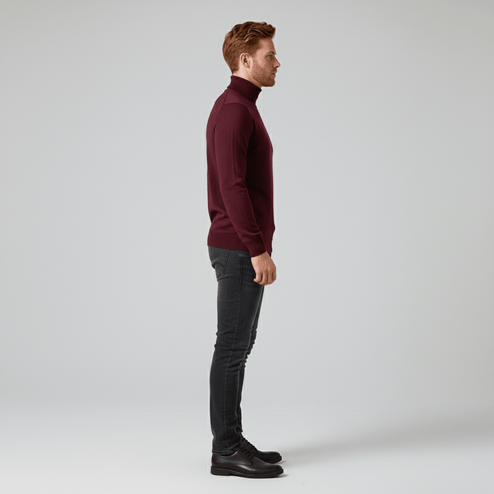 Warm & stylish men's slim-fit turtleneck sweater, ideal for winter wear.