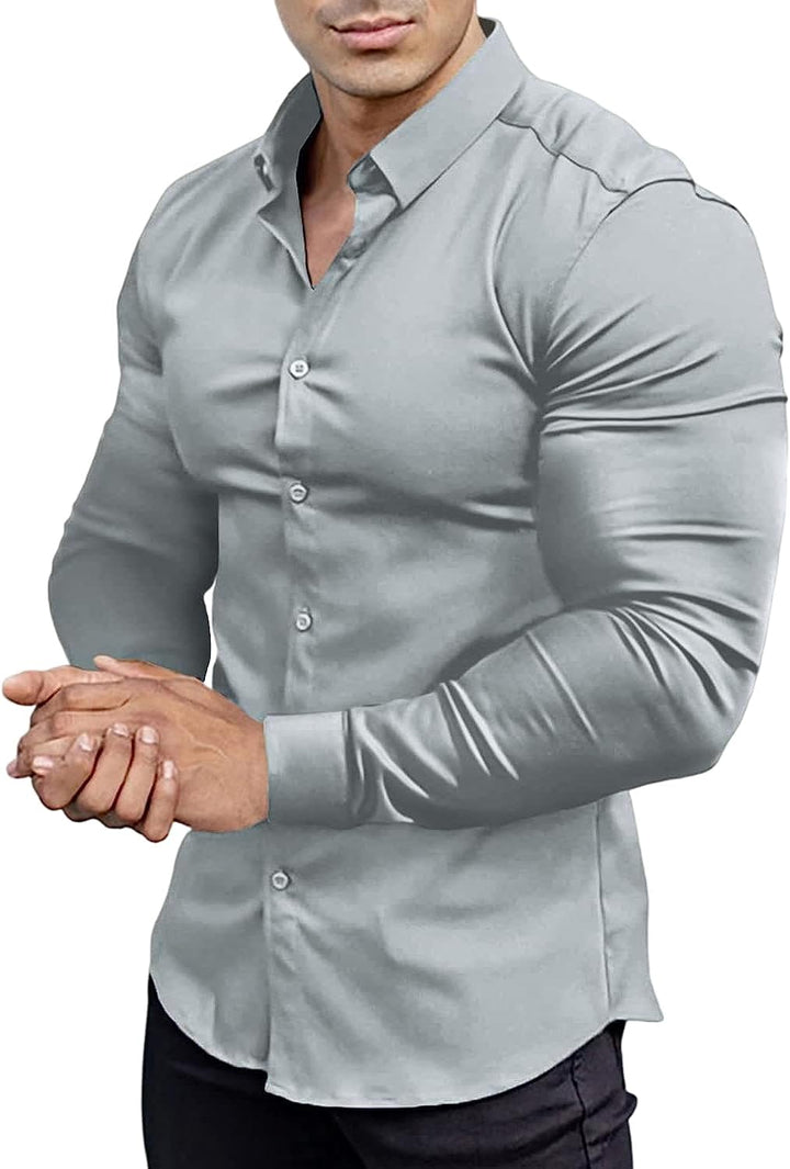 Men's slim fit wrinkle-free dress shirt for a sharp, modern style.