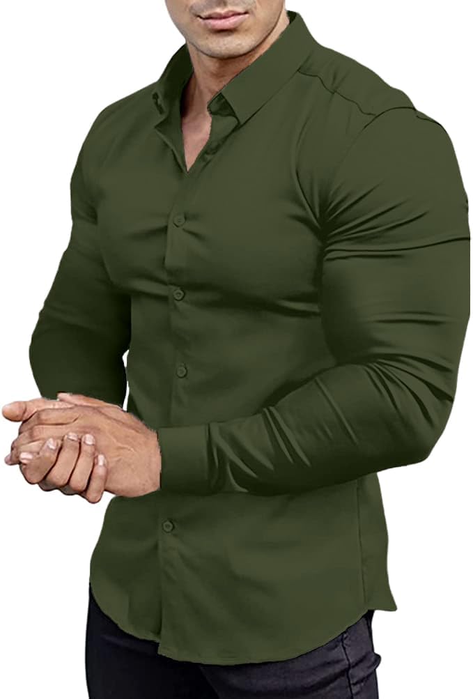 Lightweight men's non-iron shirt, comfortable slim fit for everyday.