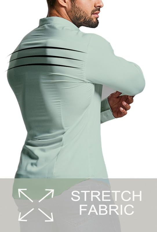Men's slim fit dress shirt, non-iron for business meetings & dinners.