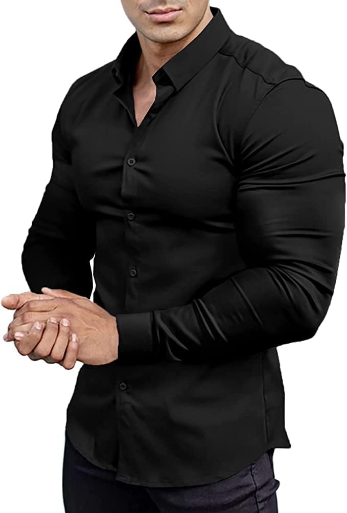Office-ready men's slim fit long sleeve shirt, always looking sharp.