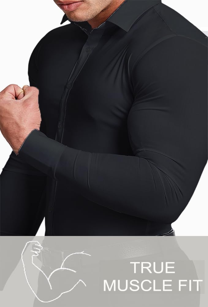 Everyday wear men's slim fit button-down, wrinkle-free for busy days.