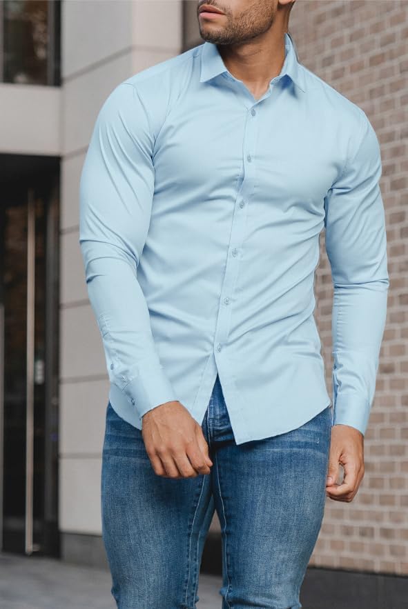 Men's slim fit shirt: wrinkle-free for ultimate style & comfort.