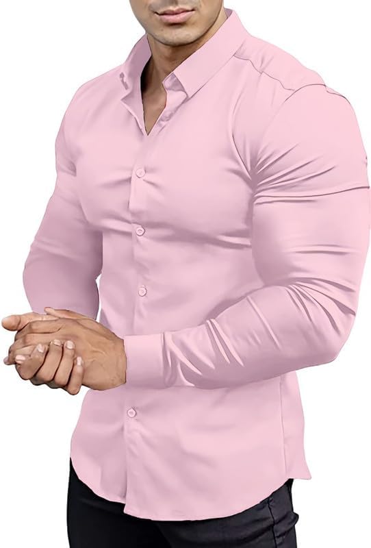 Dress shirt for men: slim fit, non-iron, long sleeve elegance.