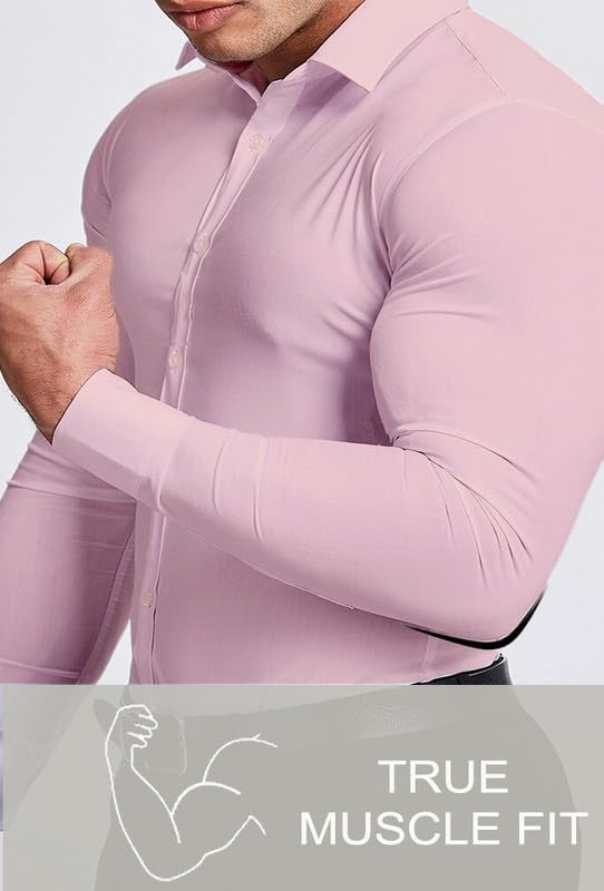 Long sleeve men's shirt: slim fit, comfortable, non-iron convenience.