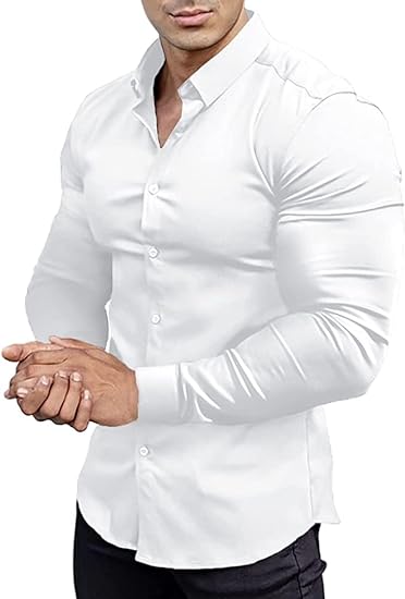 Formal men's shirt: wrinkle-free, sharp slim fit, business ready.