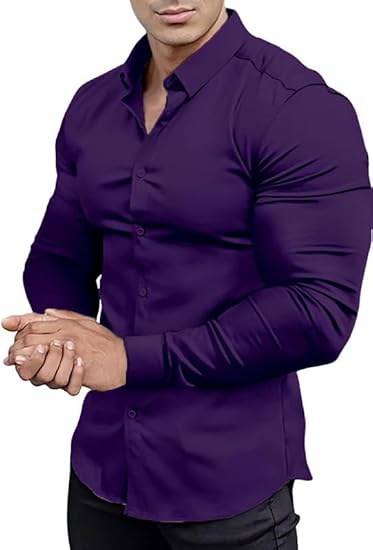 Men's elegant slim fit dress shirt, no-wrinkle technology.