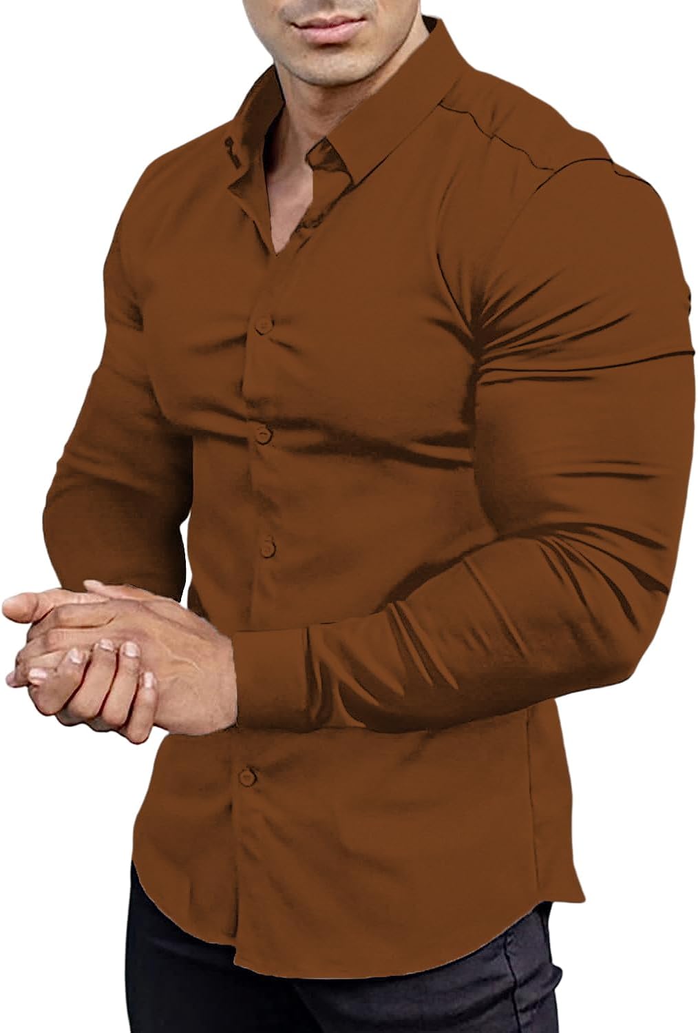 Modern men's wrinkle-free long sleeve shirt, effortlessly stylish.