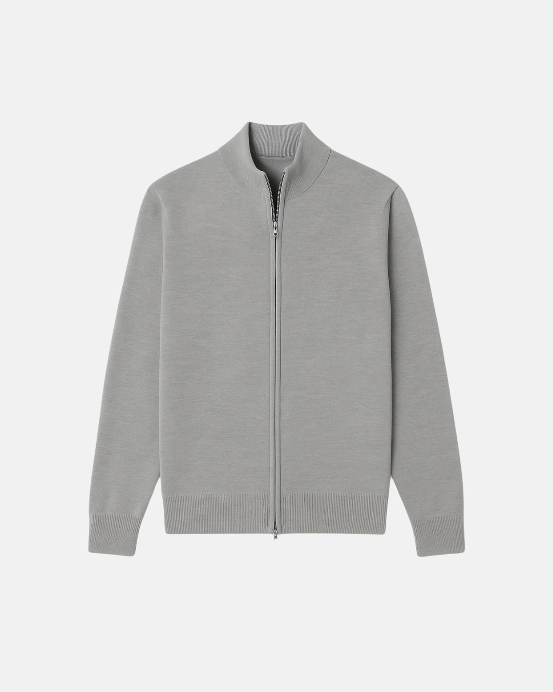 Men's slim fit zip-up jacket with stylish stand collar for modern everyday wear, perfect for layering.