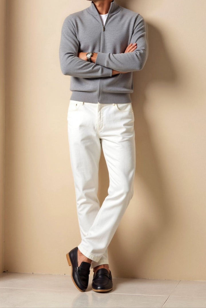 Stylish men's slim fit zip-up jacket. Stand collar outerwear for a sleek, modern, and casual everyday look.