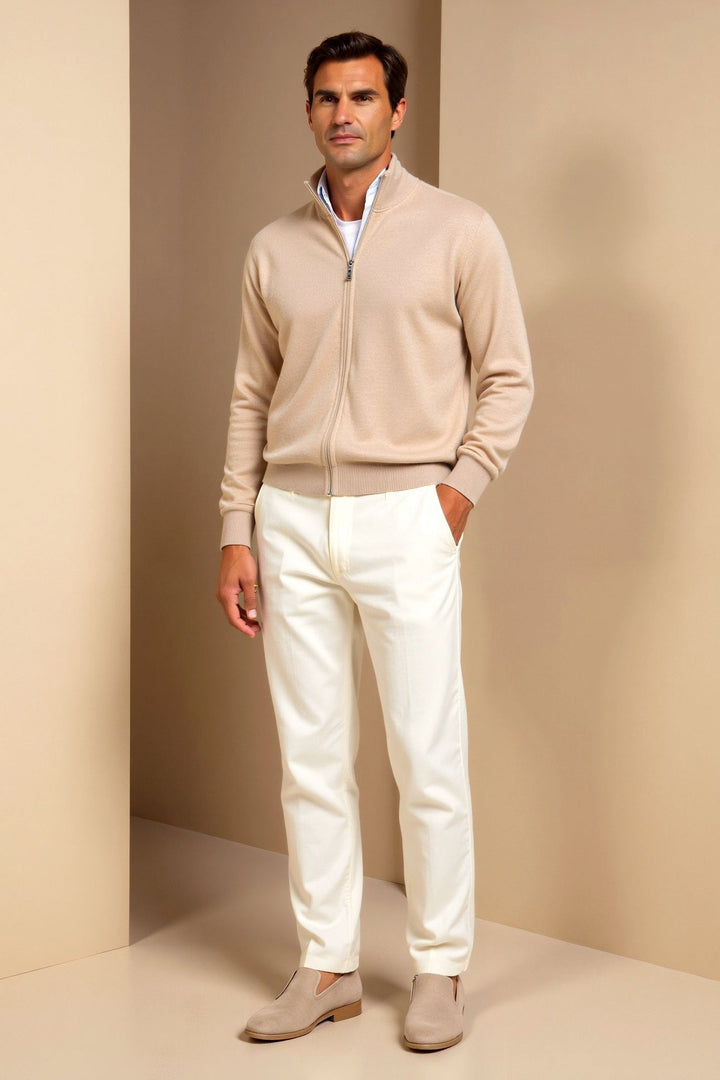Men's versatile slim fit zip-up jacket with stand collar, perfect for casual layering and everyday style.