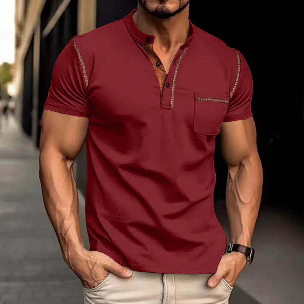 Short sleeve men's smart casual polo, perfect for spring/summer fashion & everyday wear. Features contrast trim.