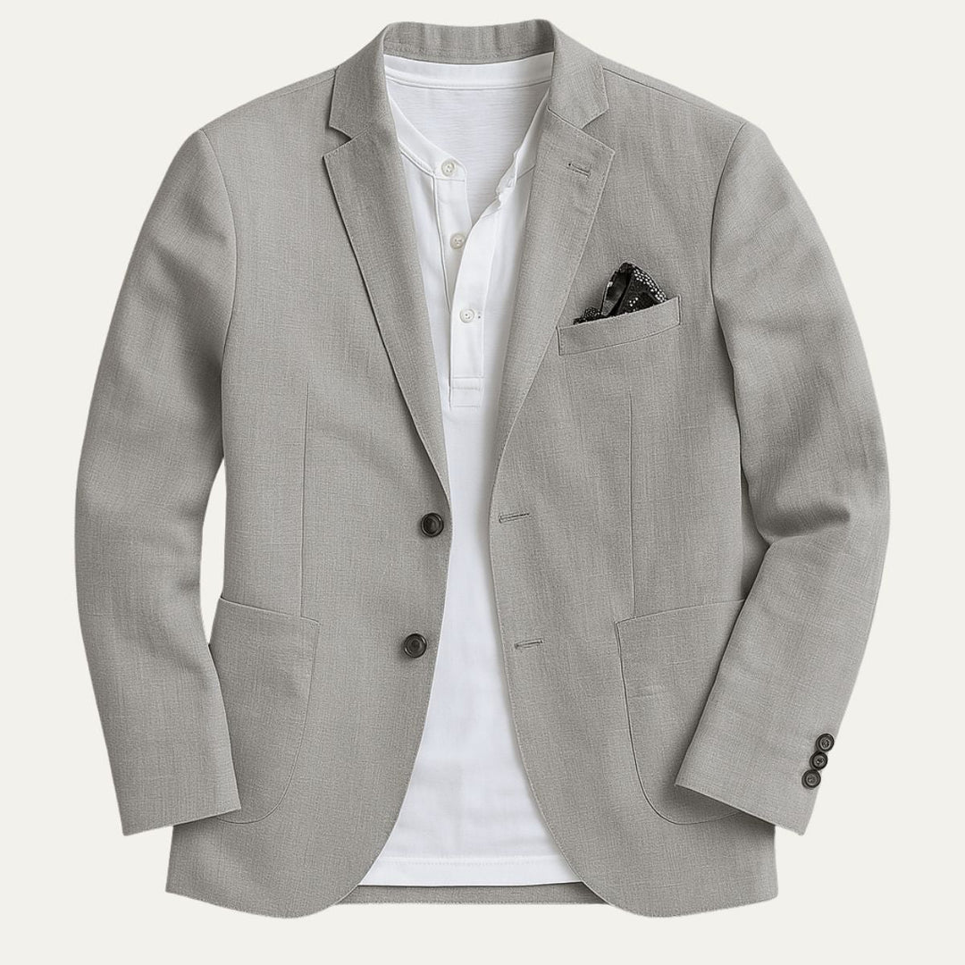 Modern men's blazer jacket, single-breasted with notch lapel. Great for formal wear or smart casual spring fashion.