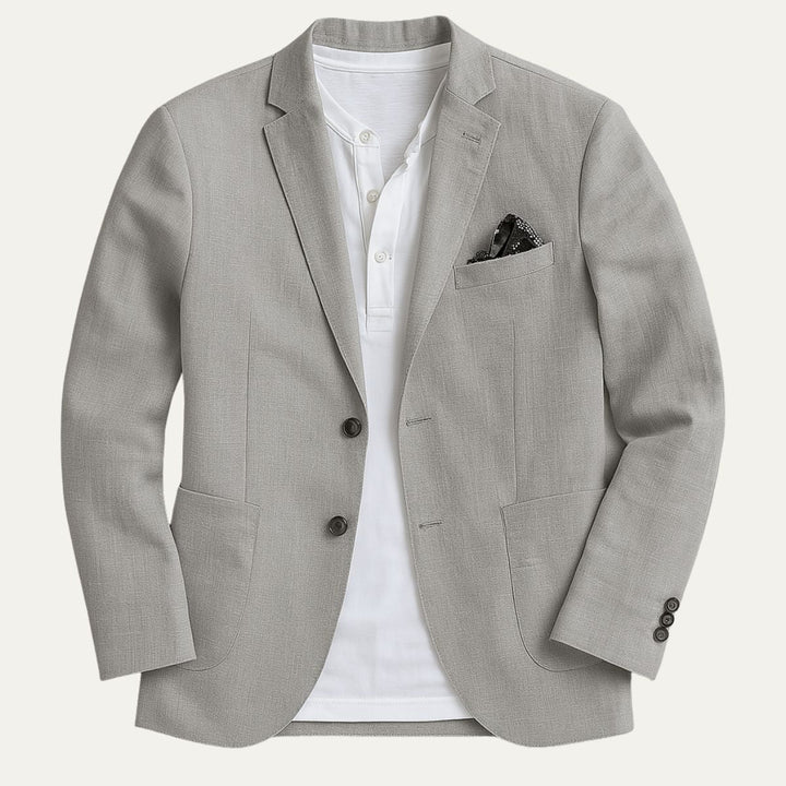 Modern men's blazer jacket, single-breasted with notch lapel. Great for formal wear or smart casual spring fashion.