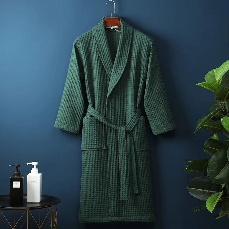 Luxurious men's cotton loungewear bathrobe, offering supreme comfort at home.