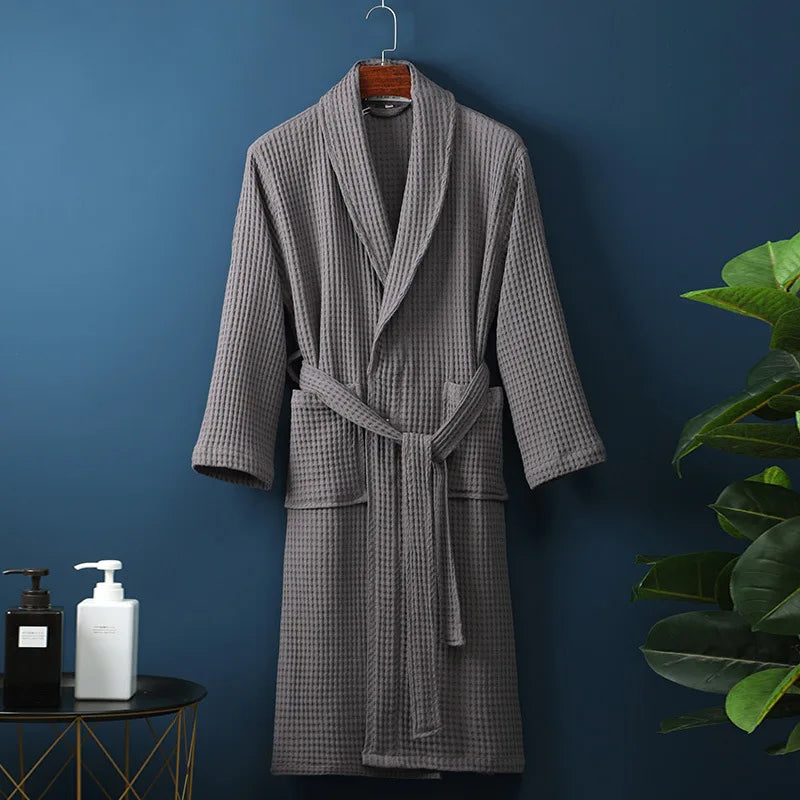 Stylish men's soft cotton bathrobe, designed for ultimate comfort and home loungewear.