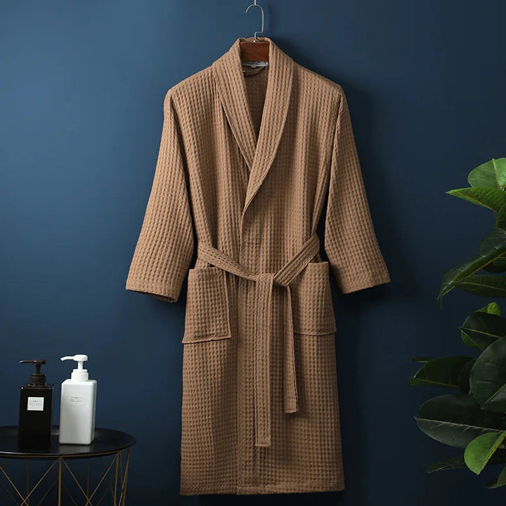 Soft touch men's cotton robe, perfect for unwinding and ultimate comfort at home.