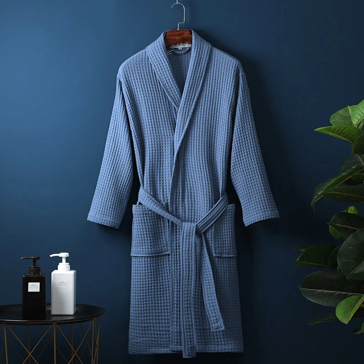 Men's ultimate comfort cotton bathrobe, a cozy loungewear piece for relaxation.