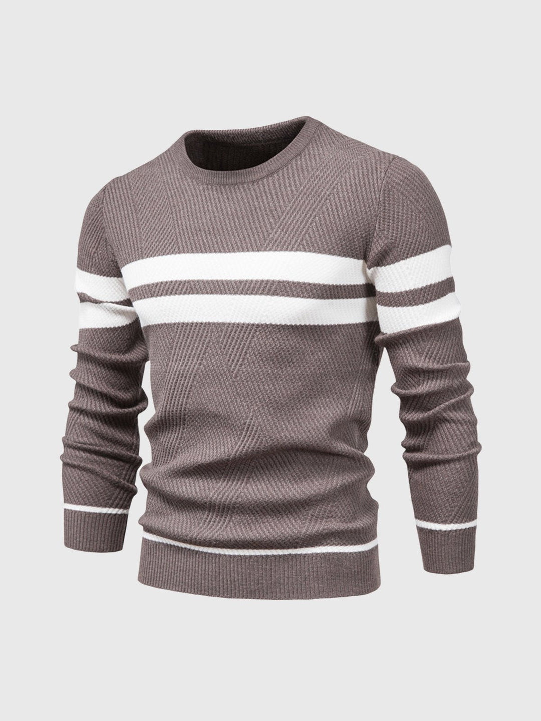 Men's striped crewneck sweater in a comfortable cotton blend, perfect for casual wear.