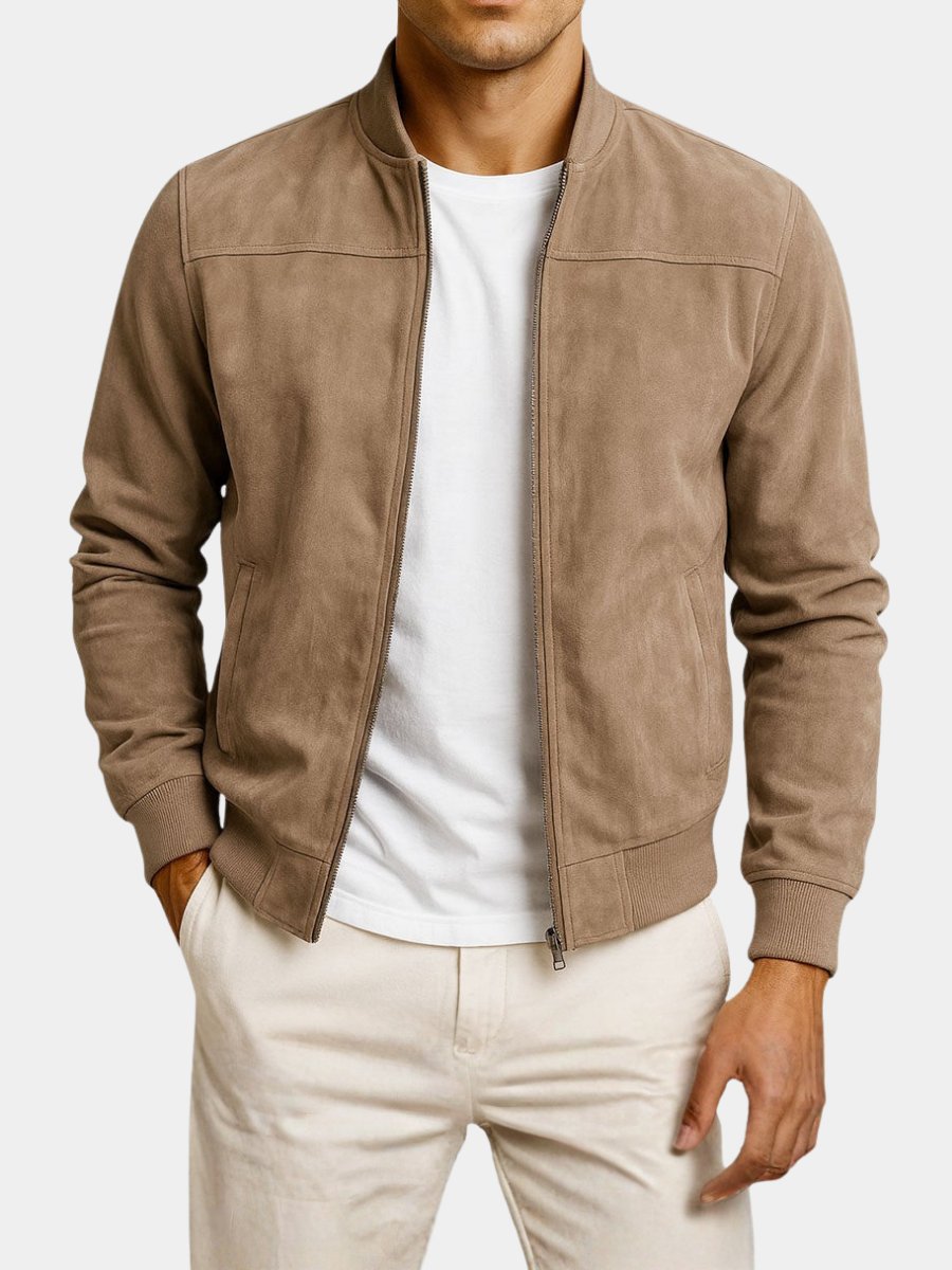 Men's structured bomber jacket, versatile outerwear for smart casual layering and transitional weather.