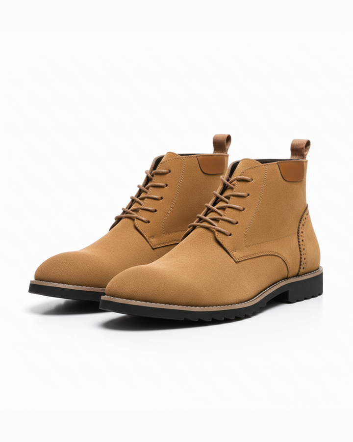 Men's stylish brown suede hybrid boots, perfect for casual or dressy fall fashion