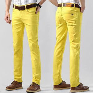 Achieve everyday style with these comfortable & versatile men's colored casual trousers.
