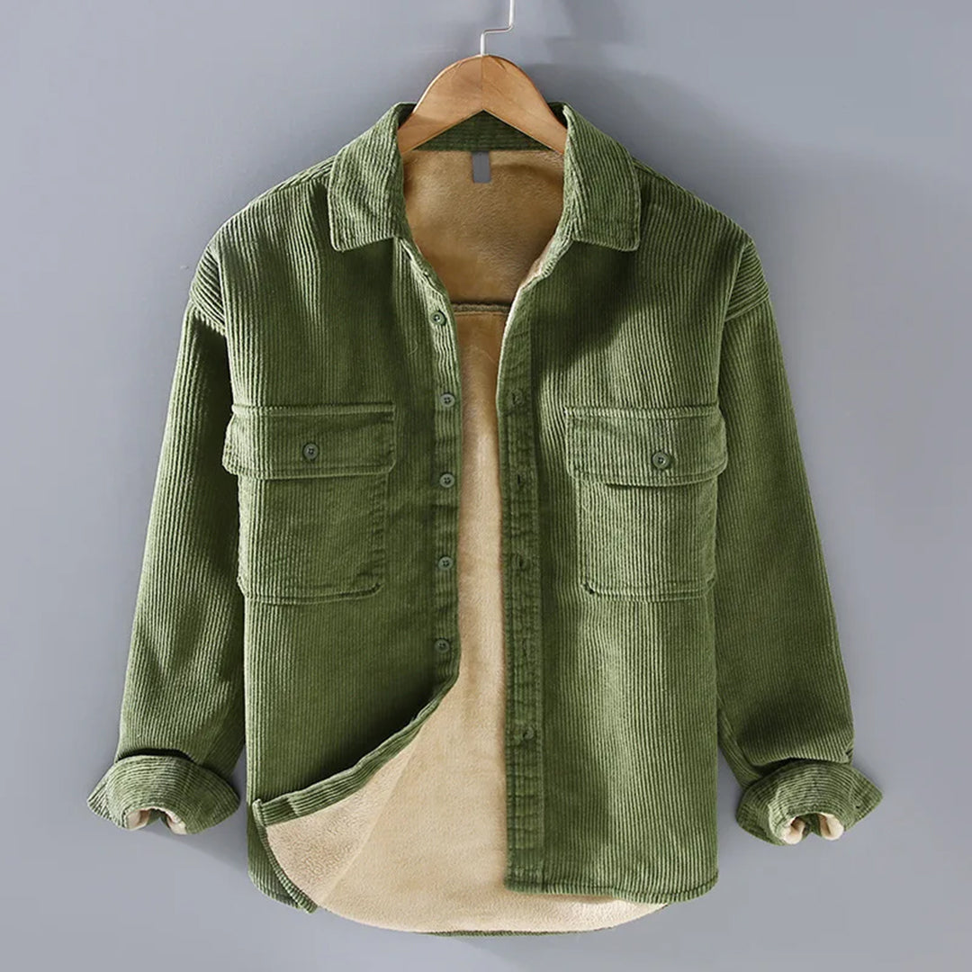 Warm men's corduroy jacket. Perfect autumn jacket & winter outerwear, casual and comfortable.