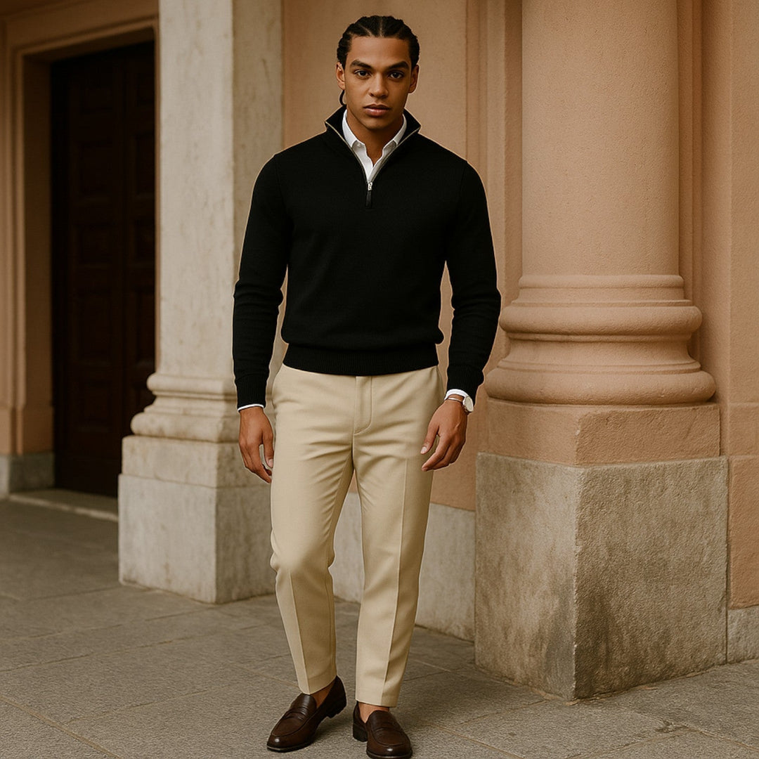 Comfortable men's long sleeve half-zip pullover, ideal for everyday wear and casual outfits.