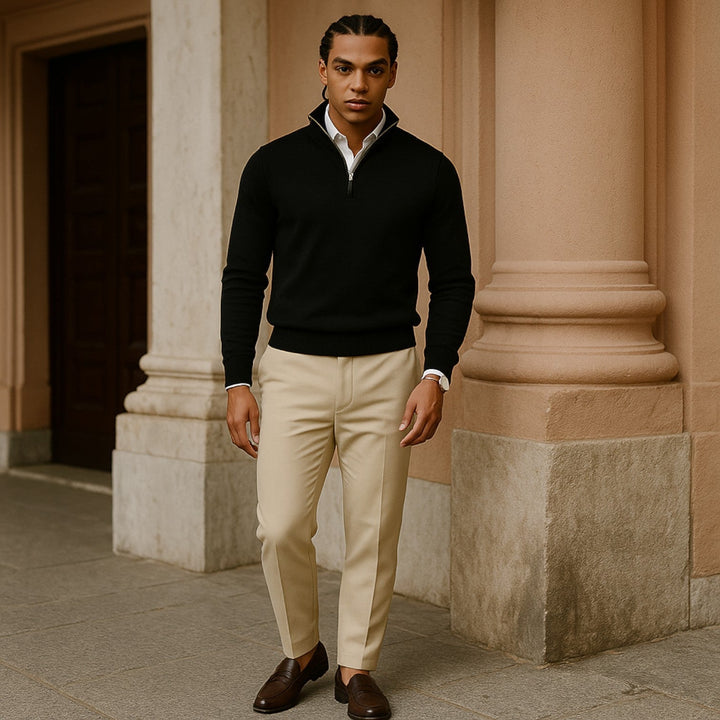 Comfortable men's long sleeve half-zip pullover, ideal for everyday wear and casual outfits.