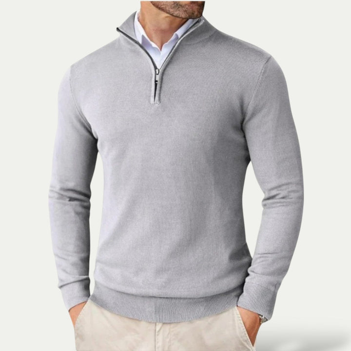 Fashionable men's half-zip long sleeve pullover, great for year-round everyday and smart casual wear.