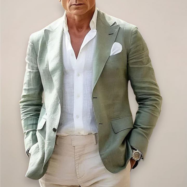 Professional men's versatile blazer, tailored for office or smart casual events. Modern lightweight jacket.