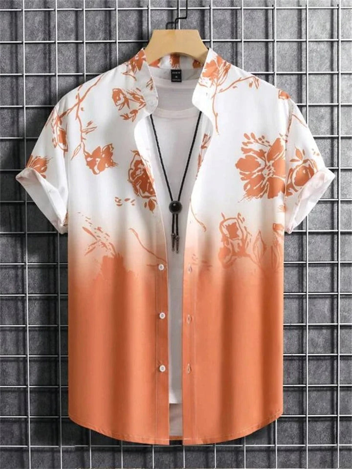 Men's stylish short-sleeve button-down print shirt, perfect for casual summer fashion.