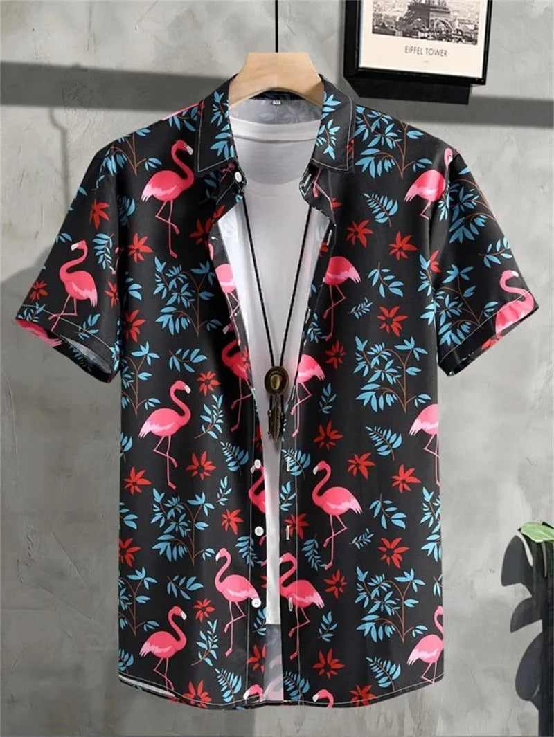 Men's casual summer shirt, short-sleeve button-down with an eye-catching pattern.
