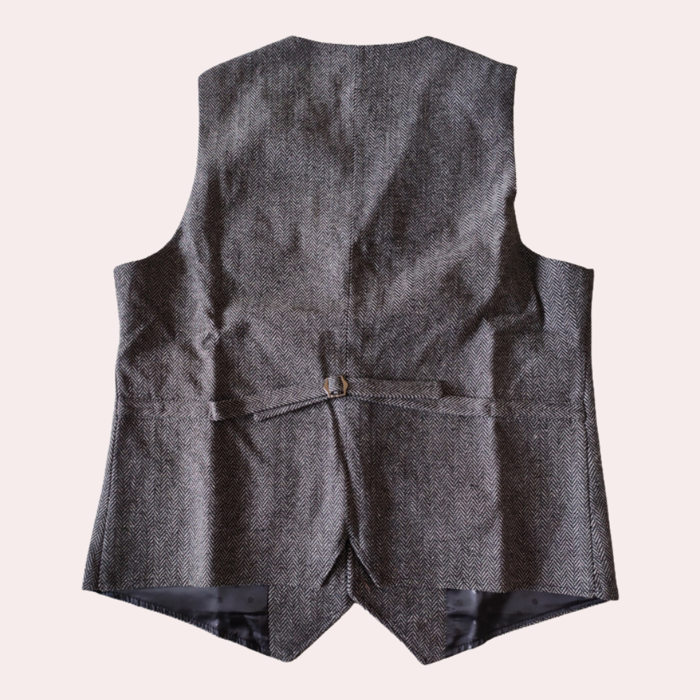 Navy blue men's wool blend gilet vest, versatile for stylish smart casual layering or formal wear.