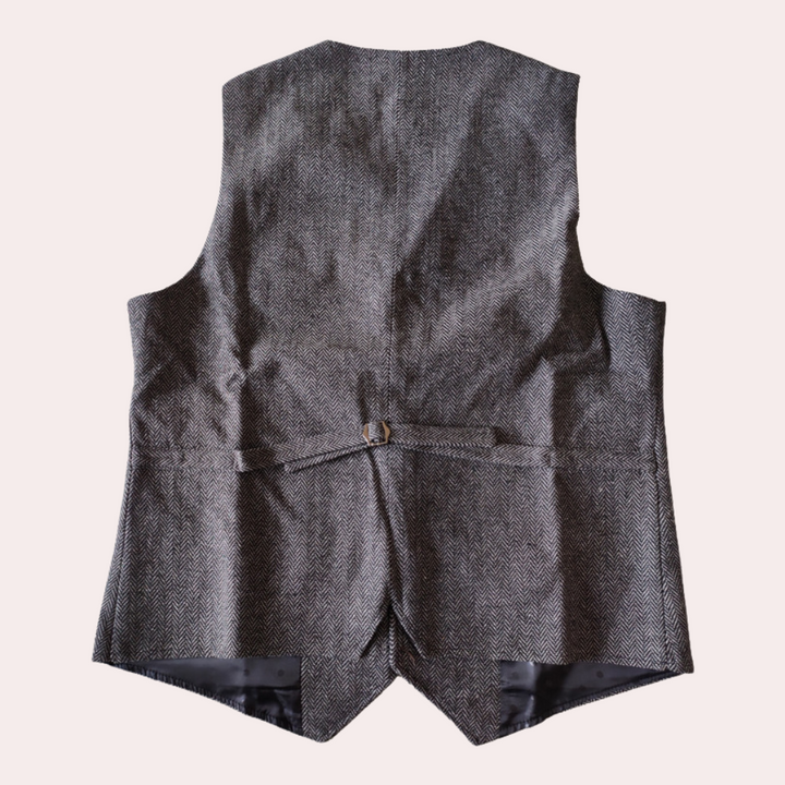 Navy blue men's wool blend gilet vest, versatile for stylish smart casual layering or formal wear.