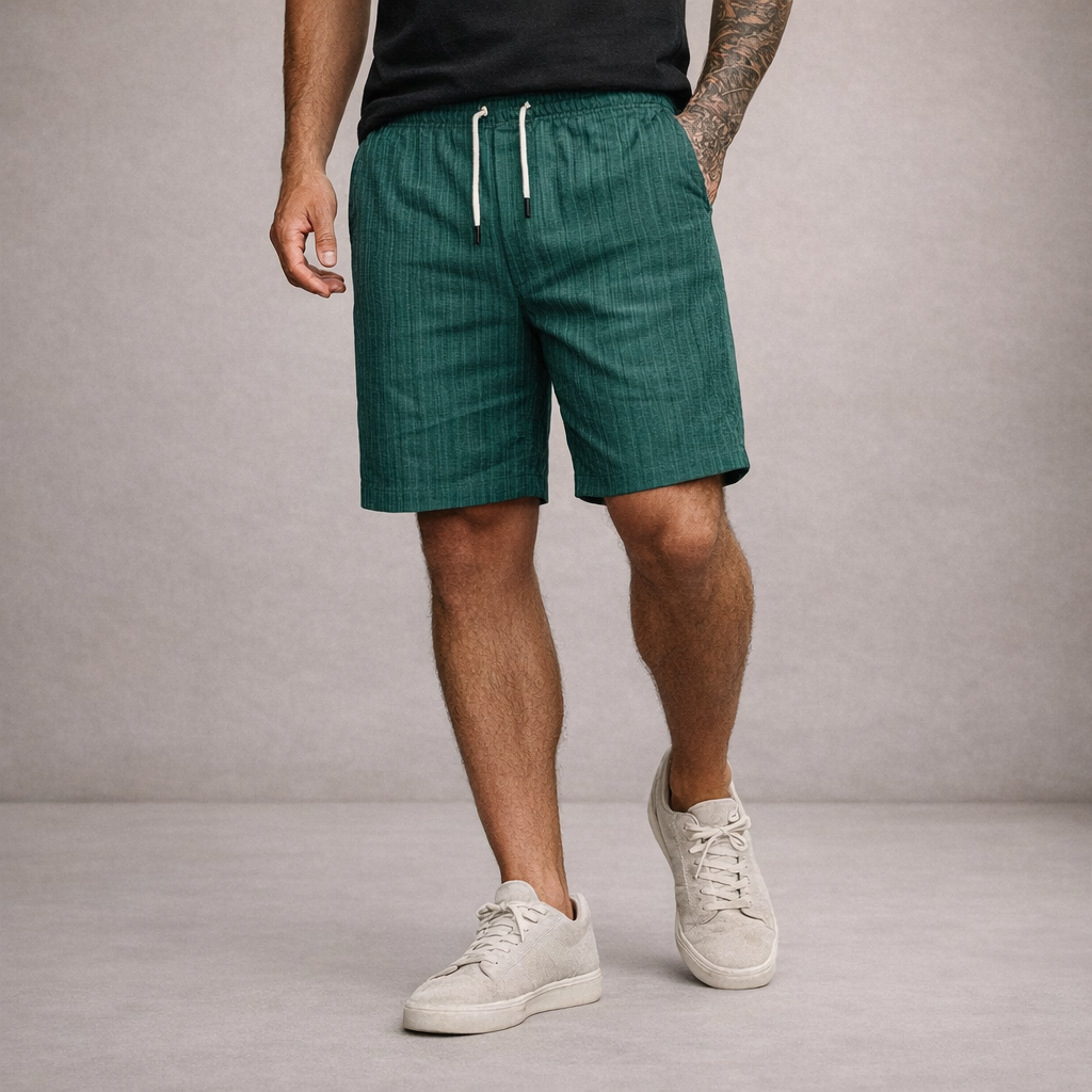 Relaxed fit men's shorts, knee-length & lightweight, essential for summer fashion & comfort.