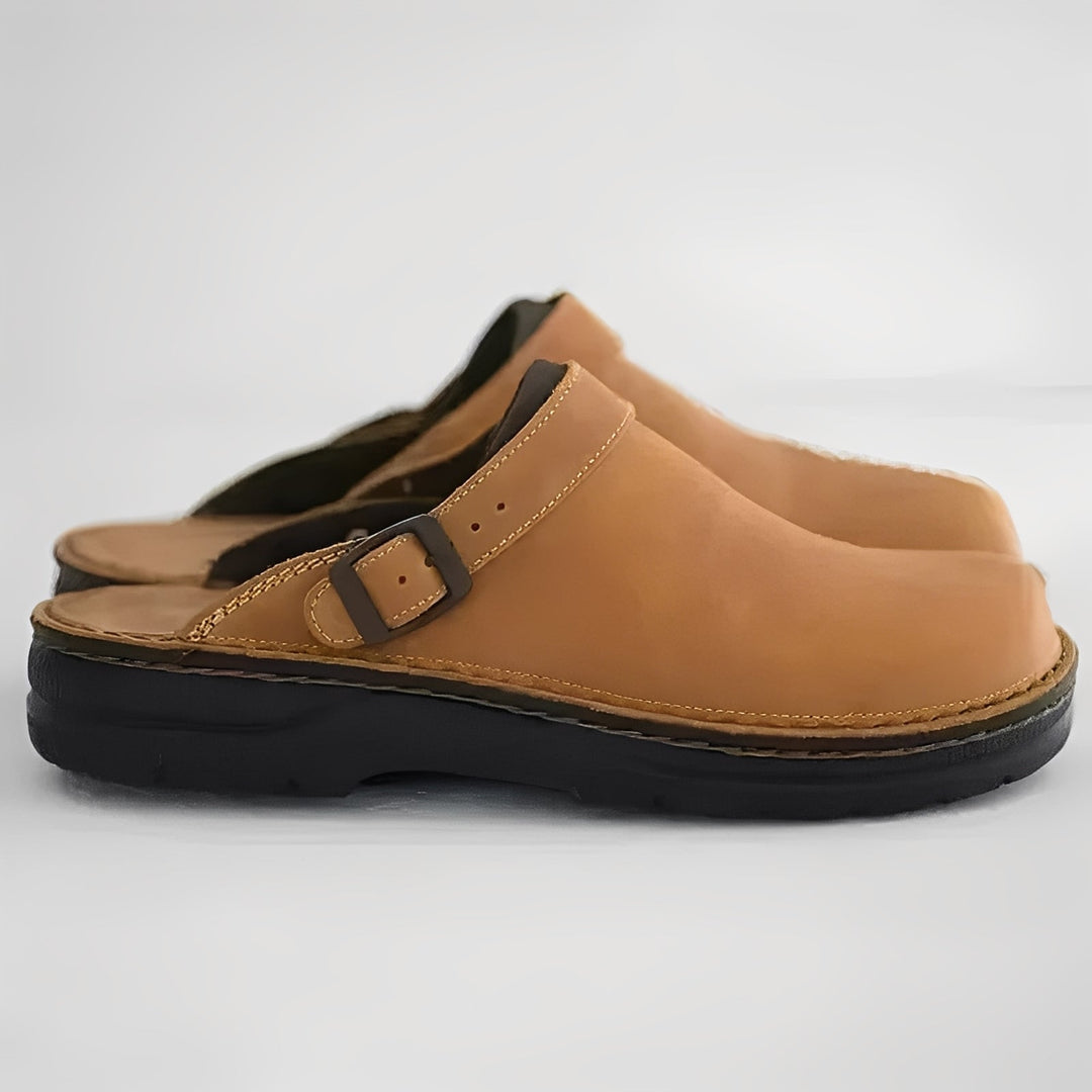 Supportive men's slippers, designed as lightweight indoor shoes for ultimate home comfort.
